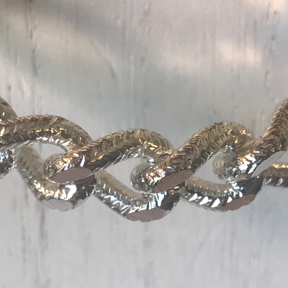 Silver Large Chain link solid Bangle bracelet - Picture 4 of 7